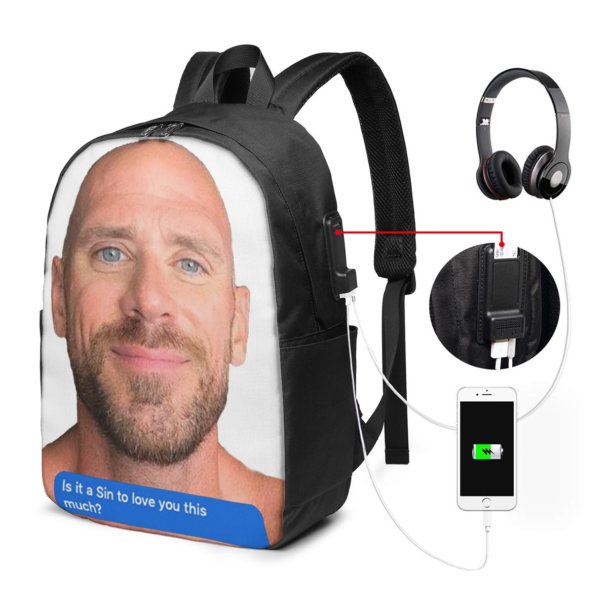Zaino Johnny Sins Flirty Text  - Travel Bags recensione e prezzo