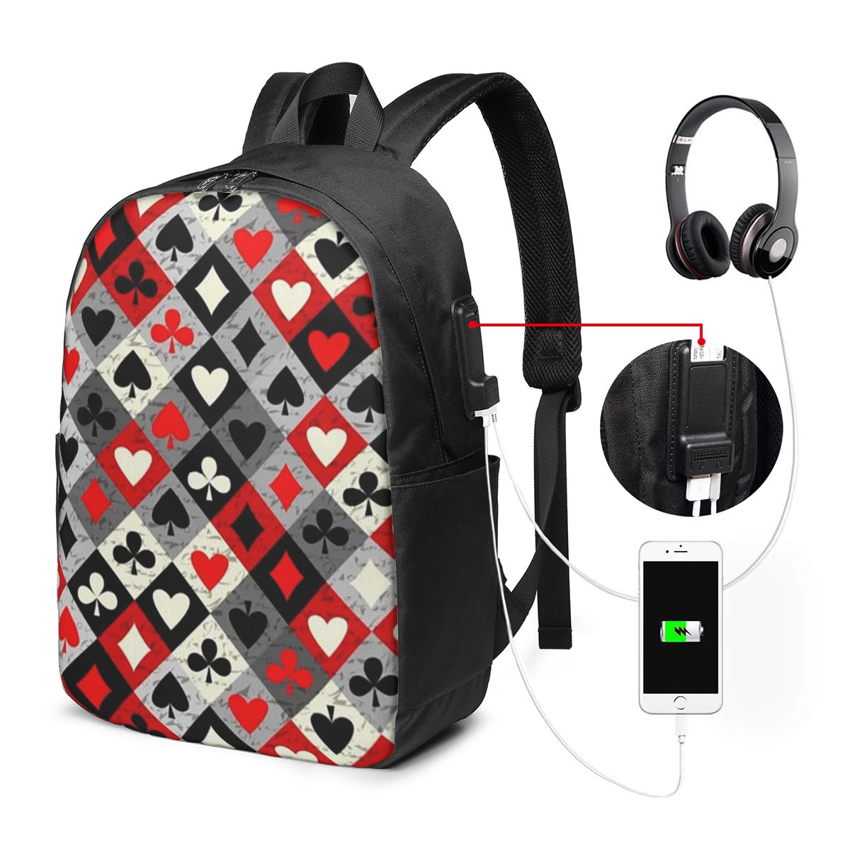 Zaino con stampa di carte da g - Travel Bags recensione e prezzo